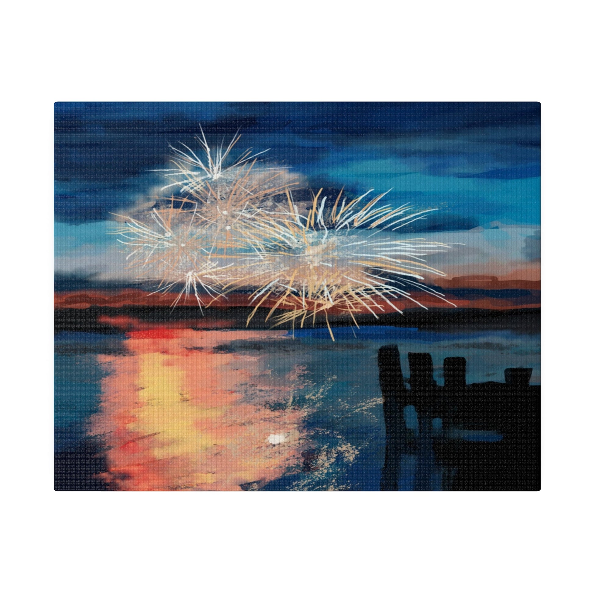 Fireworks Matte Canvas, Stretched, 0.75" - Blue Cava