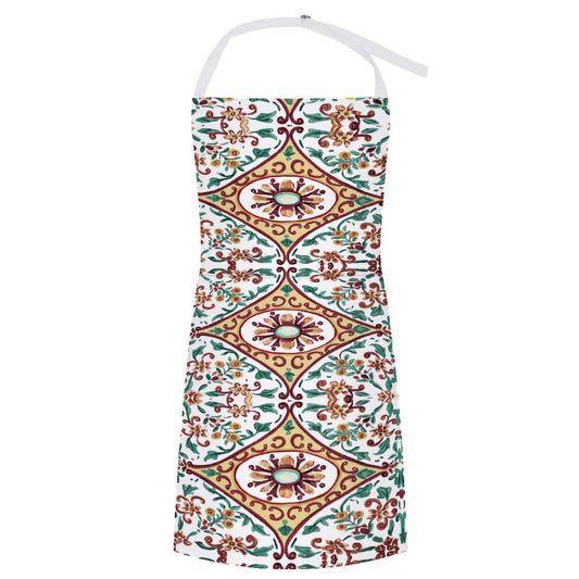 Floral Adult Apron With Pocket - Blue Cava