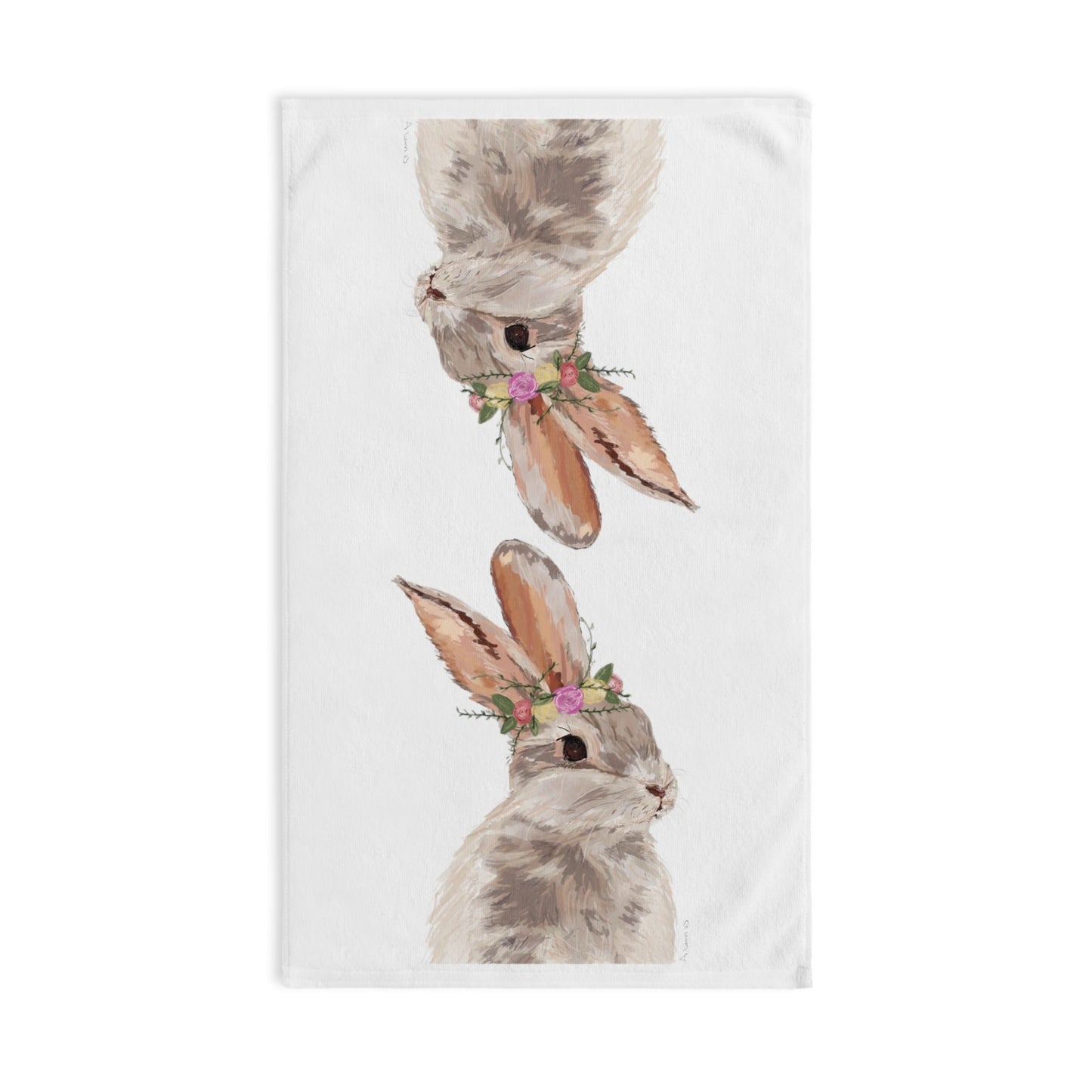 Floral Bunny Hand Towel (Poly/Cotton) - Blue Cava