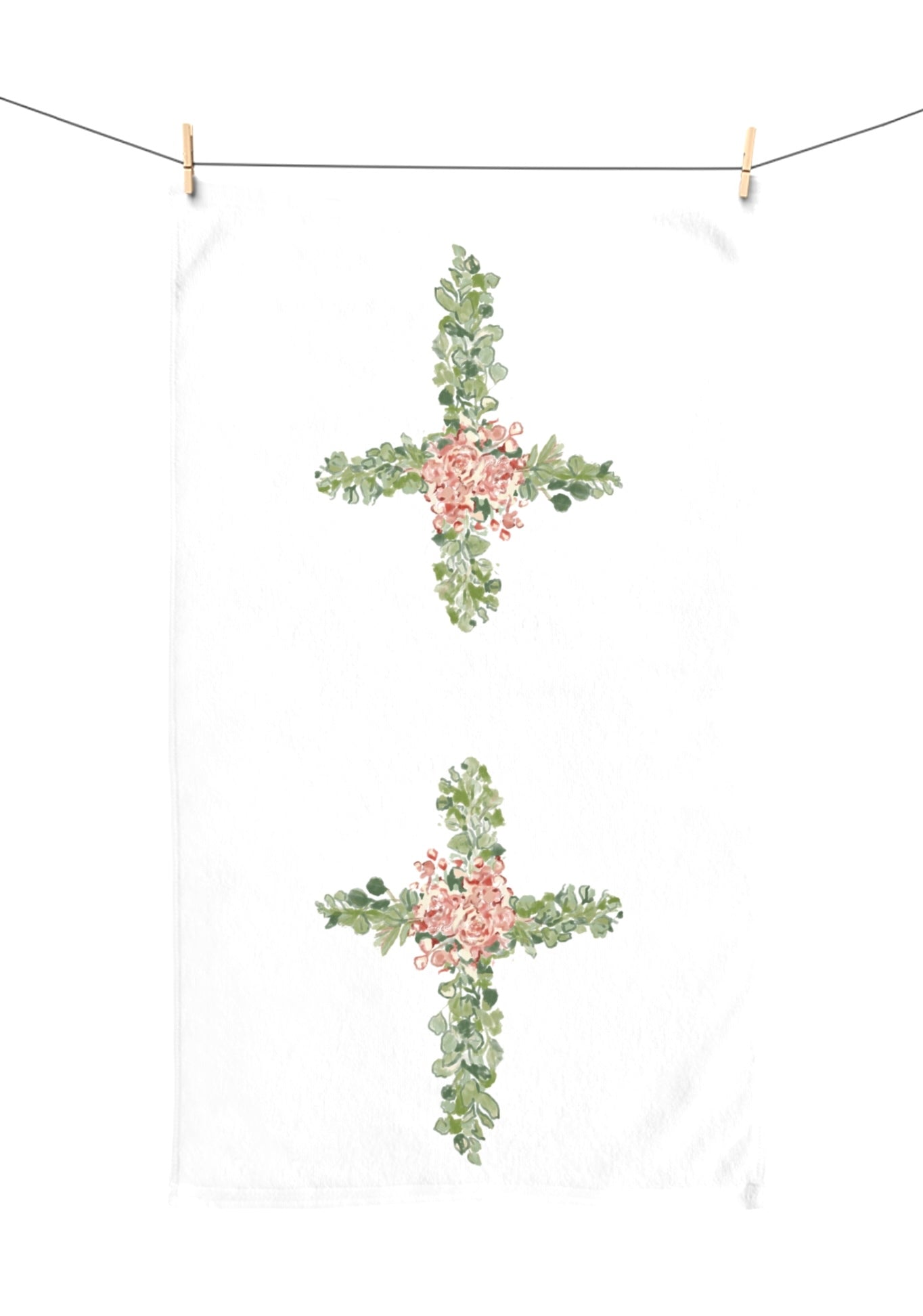 Floral Cross Hand Towel (Poly/Cotton) - Blue Cava