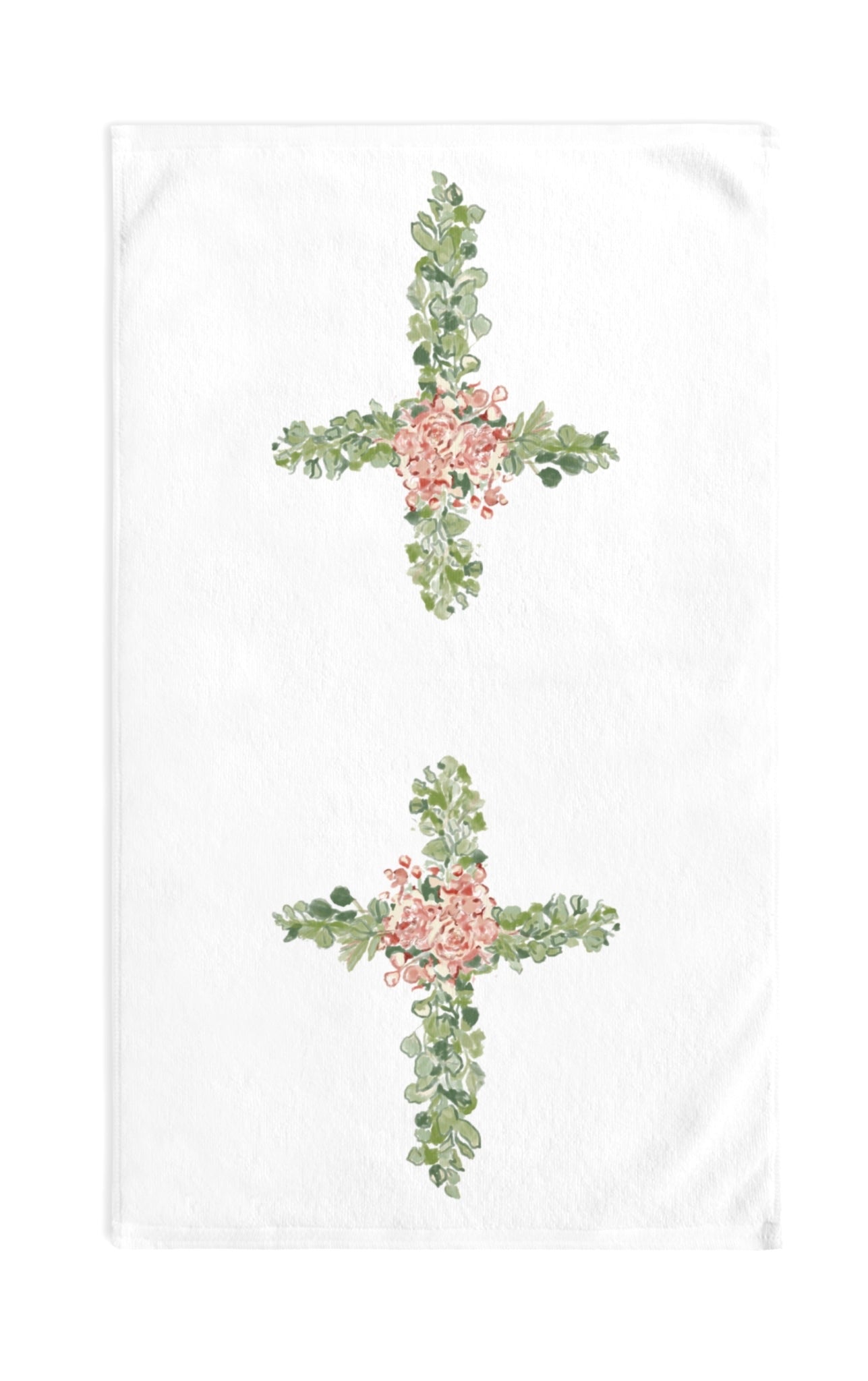 Floral Cross Hand Towel (Poly/Cotton) - Blue Cava