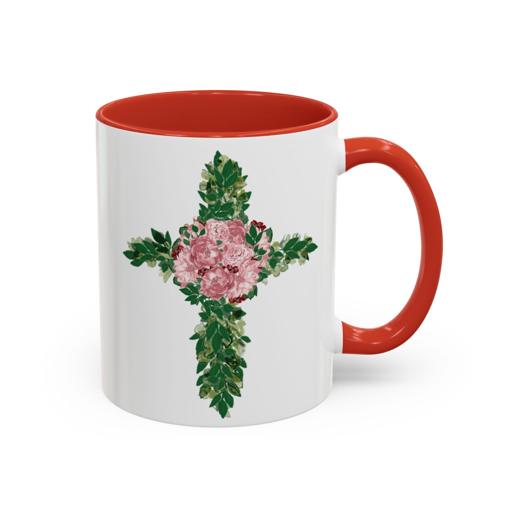 Floral Cross Two Tone Ceramic Mugs, 11oz & 15 oz. - Blue Cava