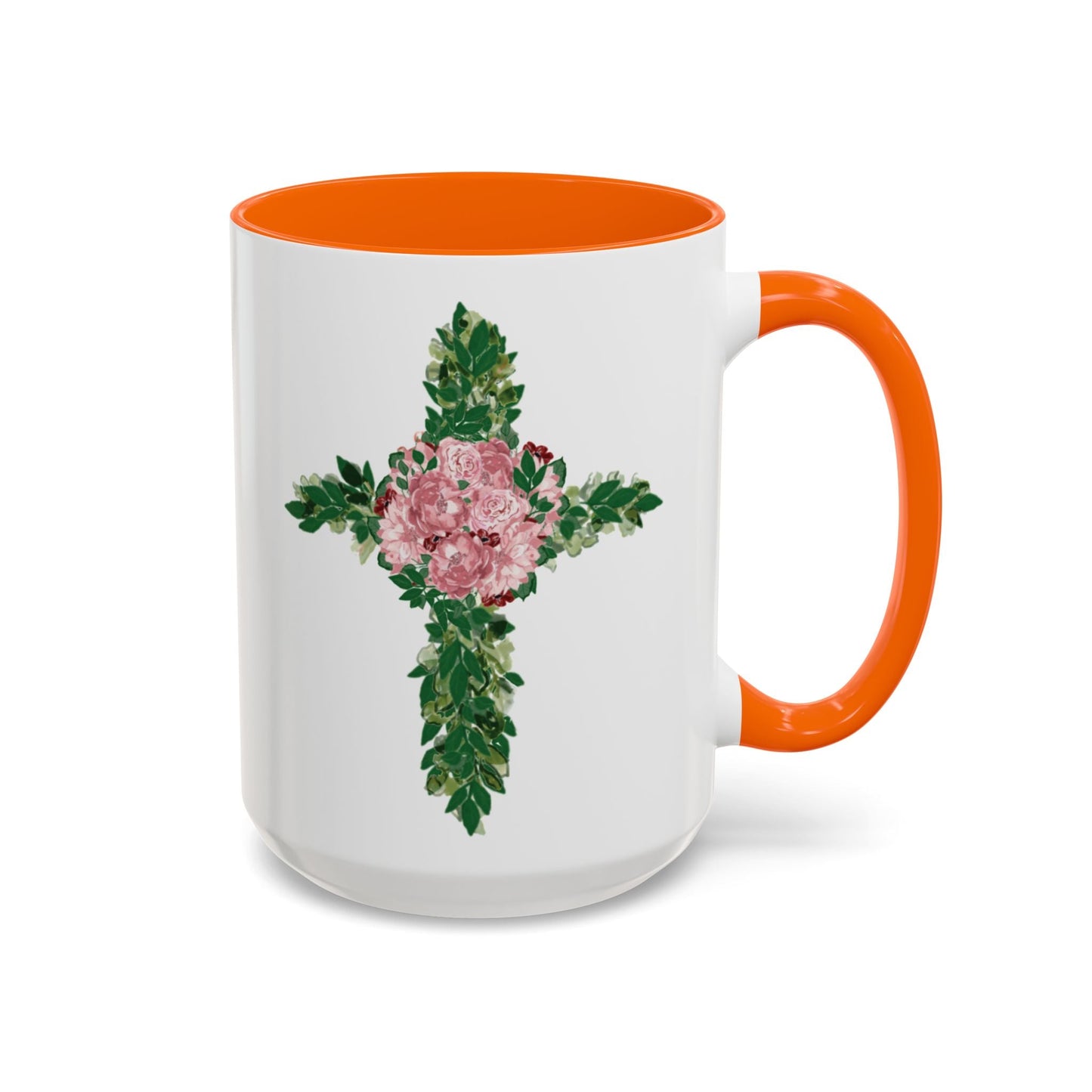 Floral Cross Two Tone Ceramic Mugs, 11oz & 15 oz. - Blue Cava