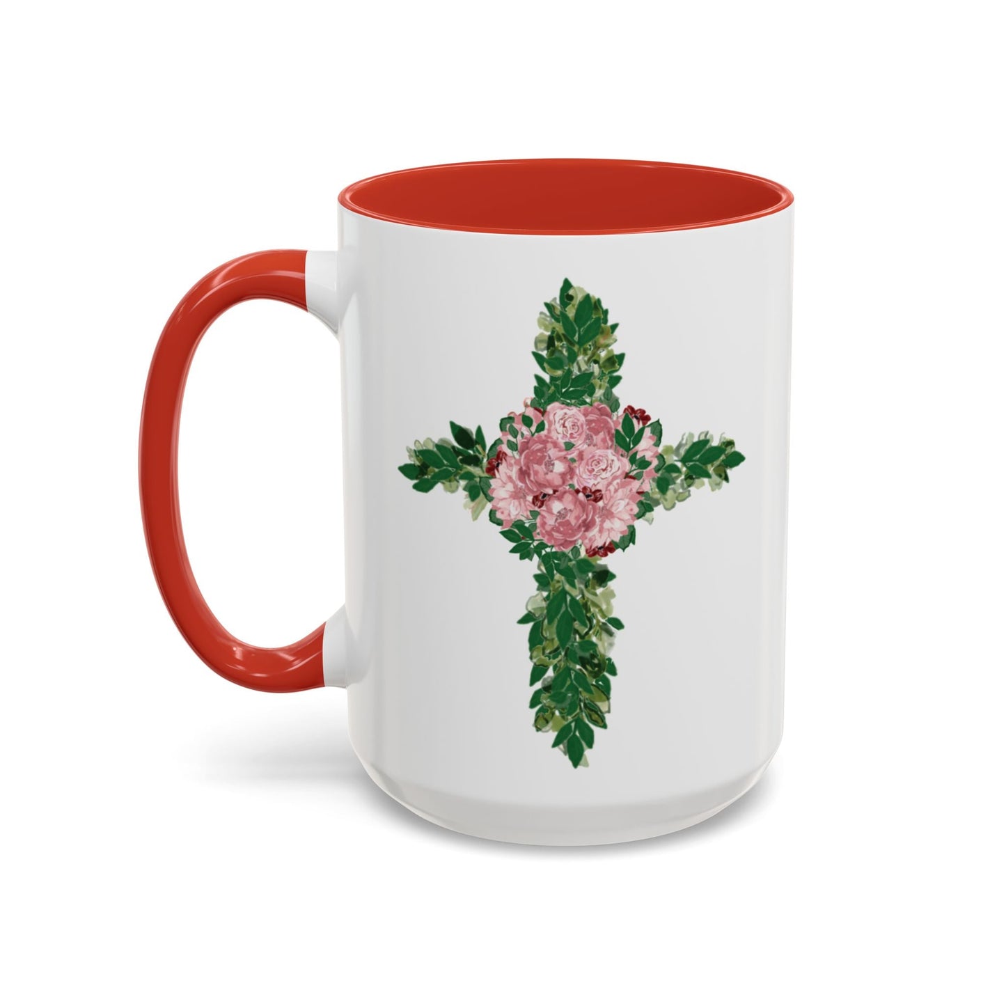 Floral Cross Two Tone Ceramic Mugs, 11oz & 15 oz. - Blue Cava