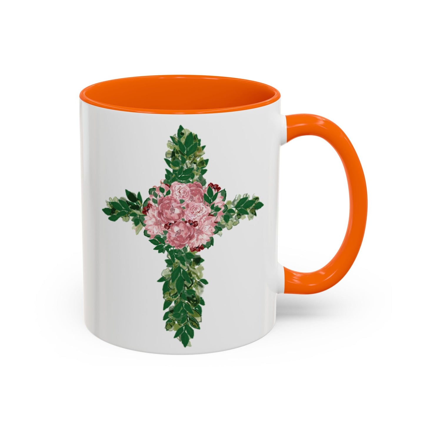 Floral Cross Two Tone Ceramic Mugs, 11oz & 15 oz. - Blue Cava