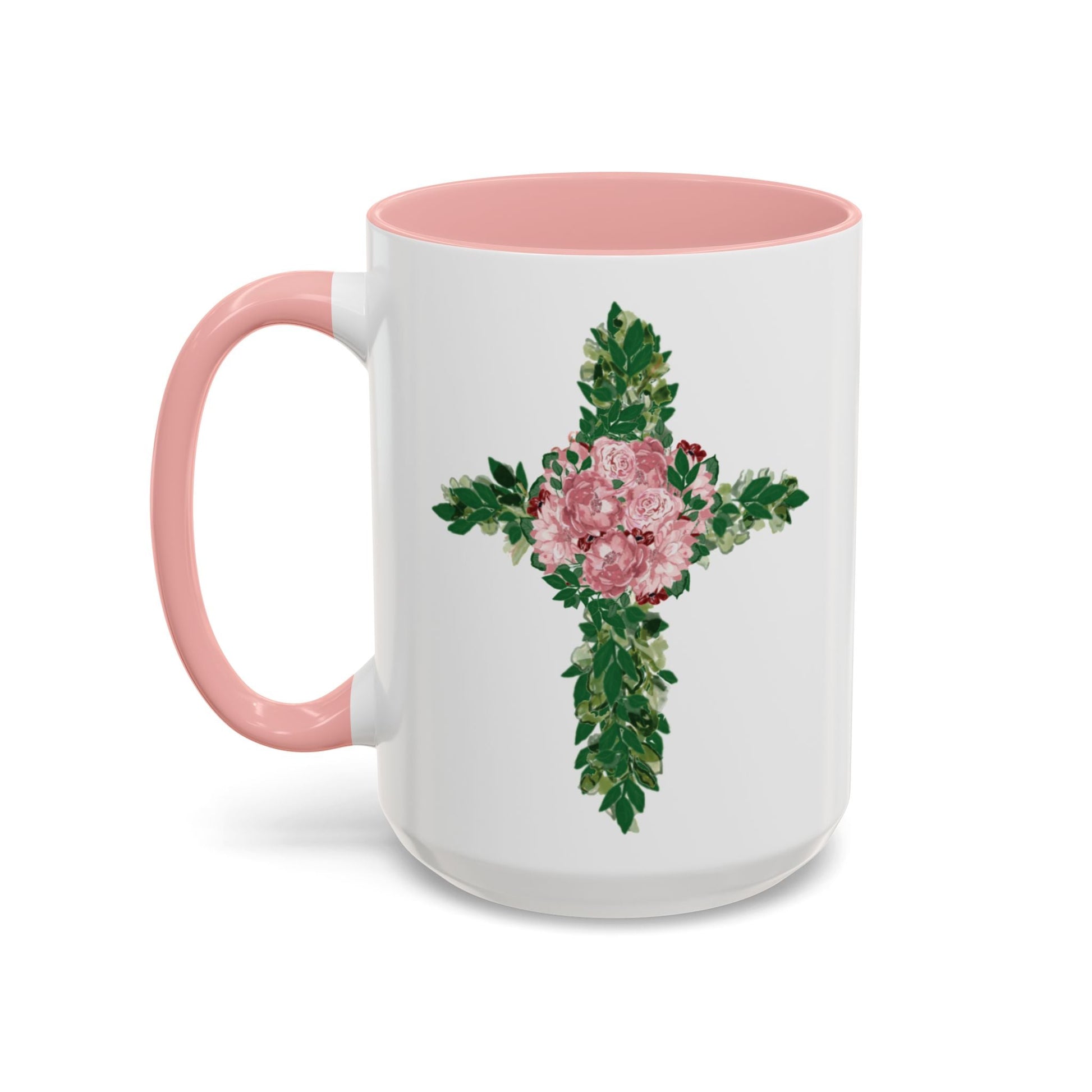 Floral Cross Two Tone Ceramic Mugs, 11oz & 15 oz. - Blue Cava