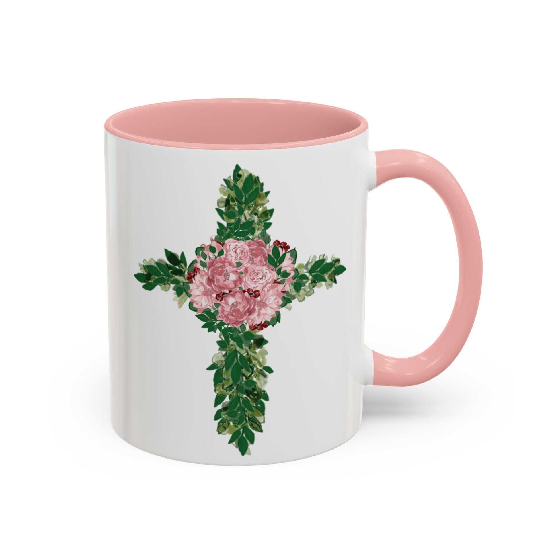 Floral Cross Two Tone Ceramic Mugs, 11oz & 15 oz. - Blue Cava