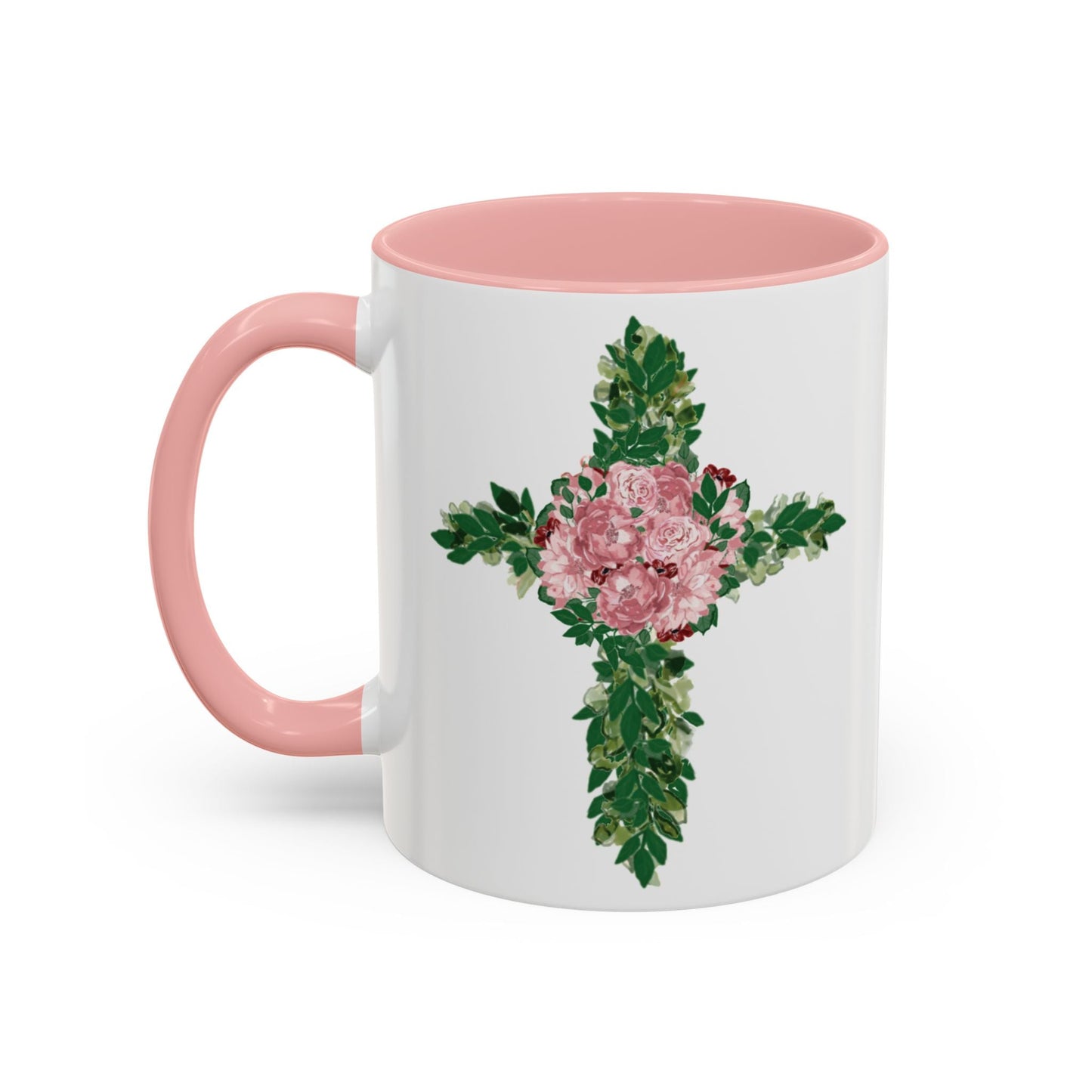 Floral Cross Two Tone Ceramic Mugs, 11oz & 15 oz. - Blue Cava