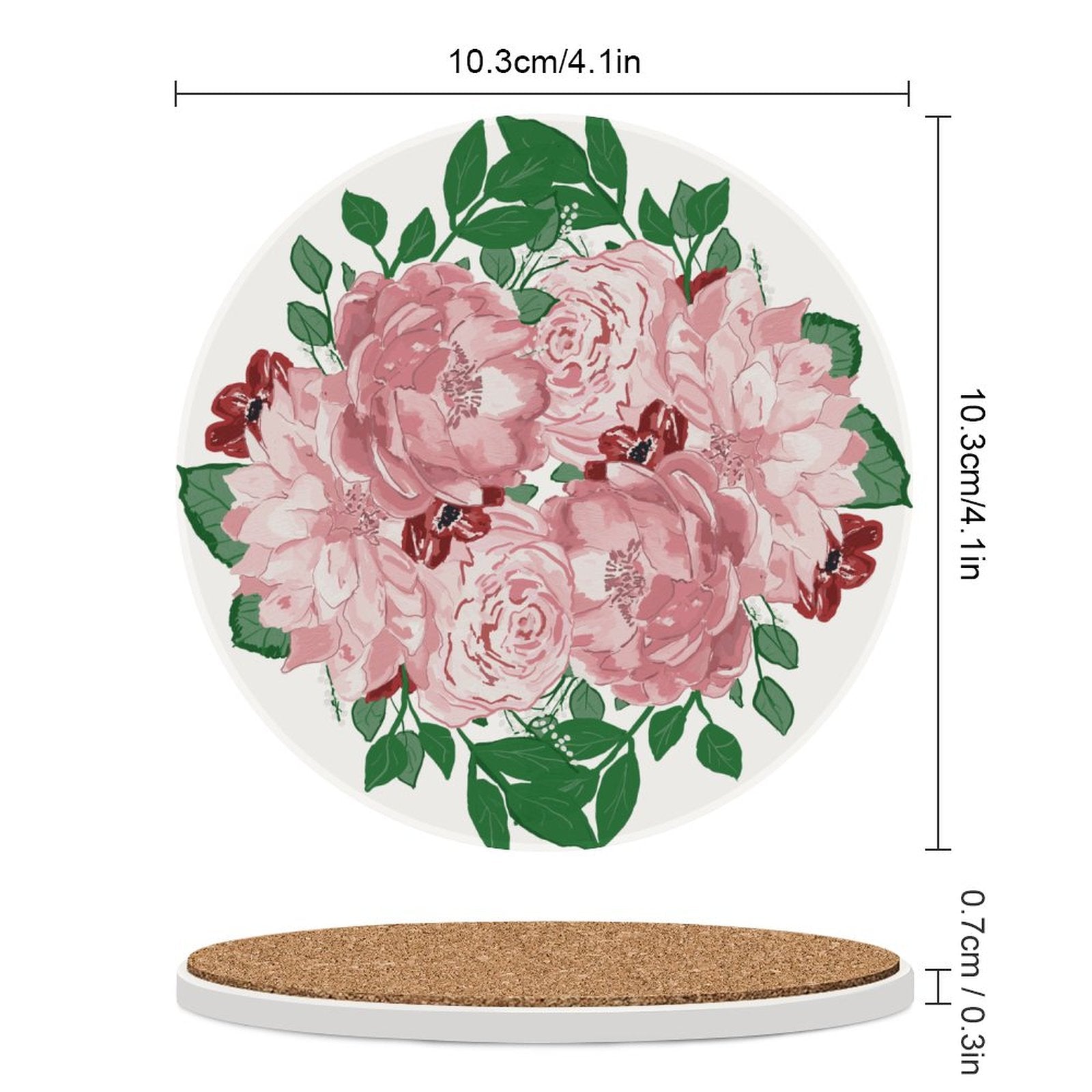 Floral Garden Round Ceramic Coaster Sets - Blue Cava