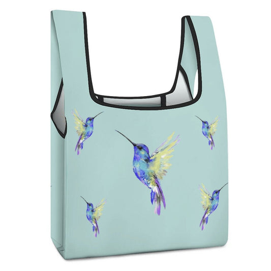 Flossie Hummingbird Reusable and Eco-Friendly Grocery Bags - Blue Cava