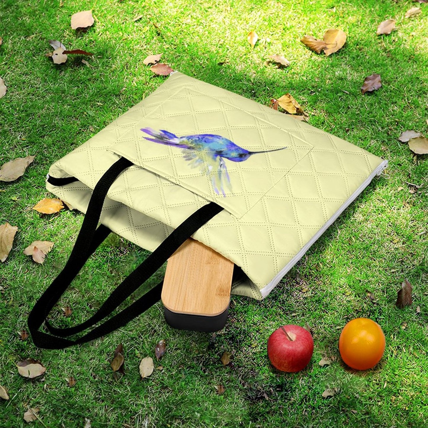 Flossie Hummingbird Zipper Foldable Picnic Mat - Blue Cava