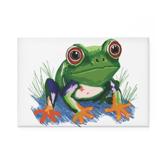 Frog - Frogger Button Magnet - Fun Refrigerator Décor, 1 & 10 pcs - Blue Cava