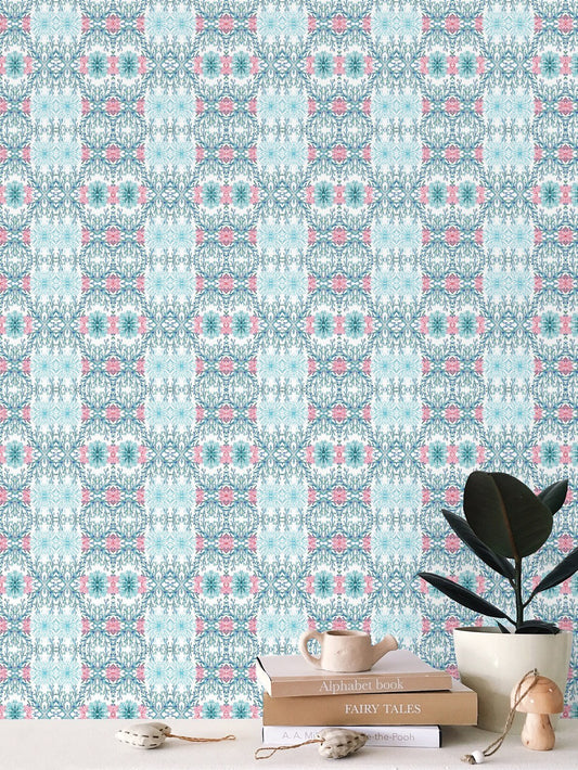 Geometric Coral Wallpaper - Blue Cava