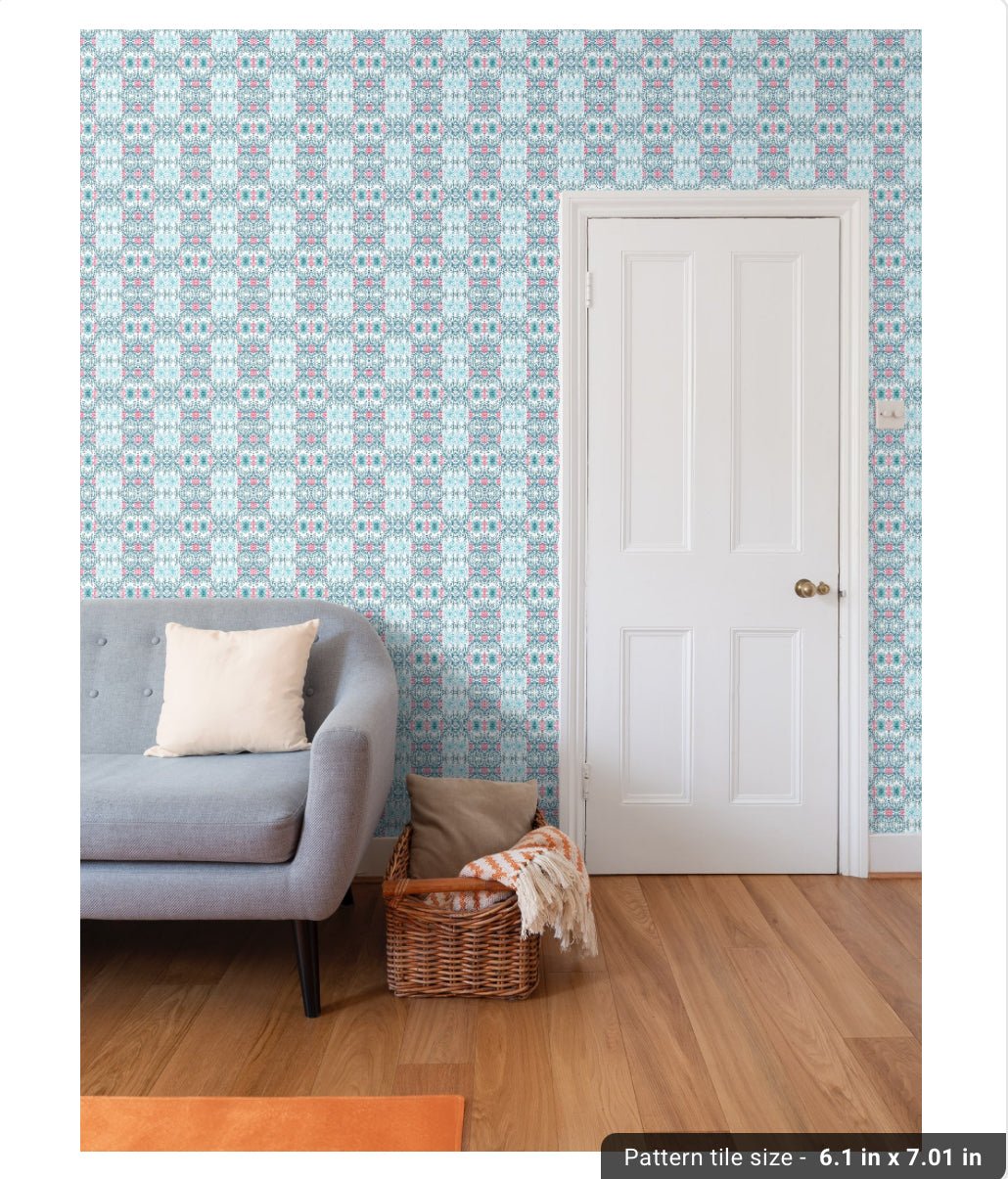 Geometric Coral Wallpaper - Blue Cava