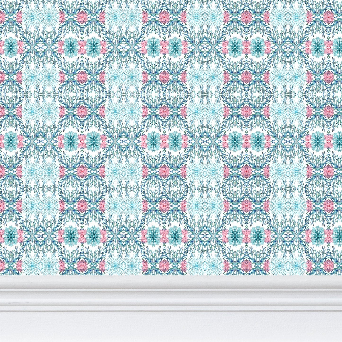 Geometric Coral Wallpaper - Blue Cava