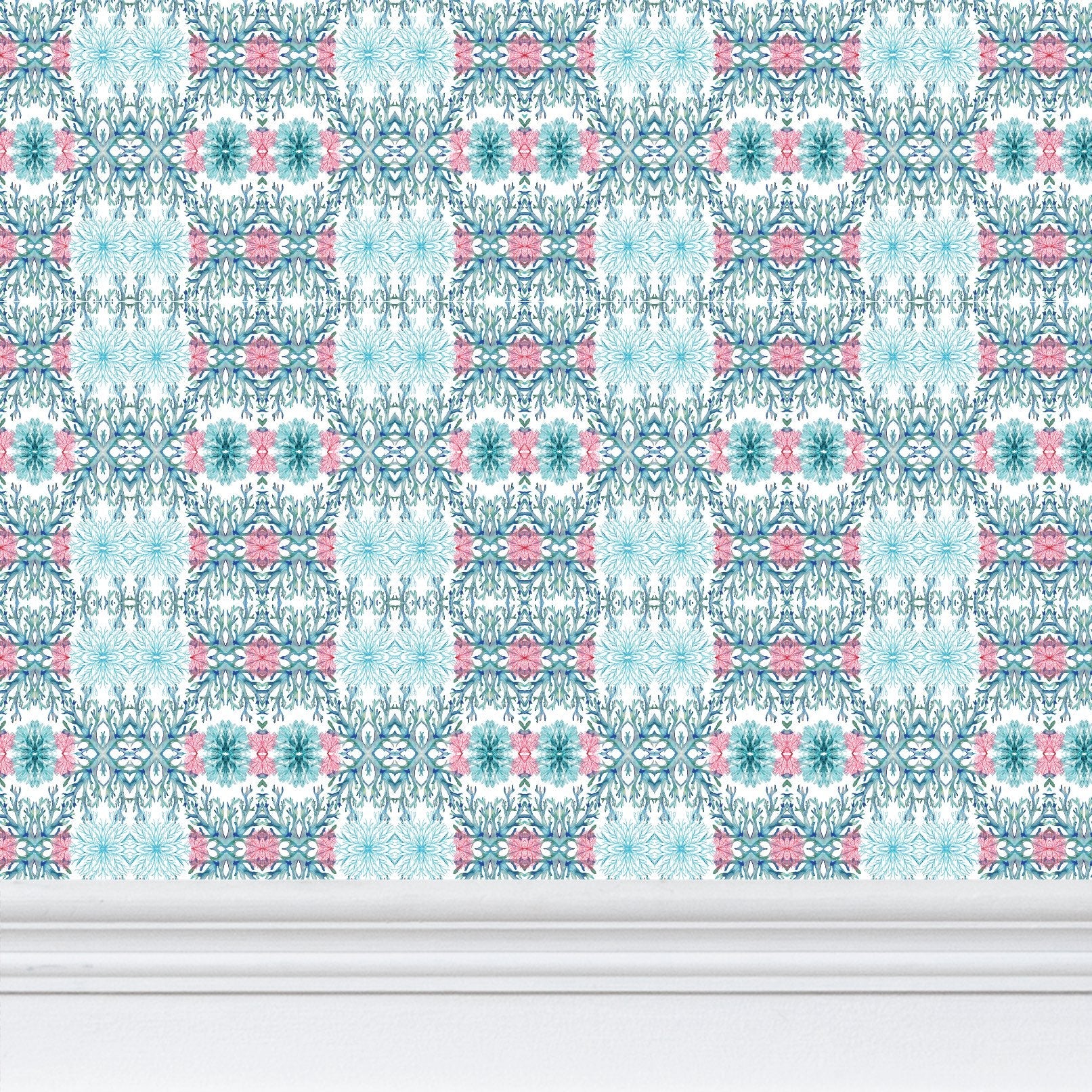 Geometric Coral Wallpaper - Blue Cava