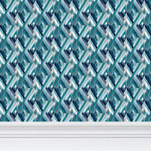 Geometric Wallpaper - Blue Cava