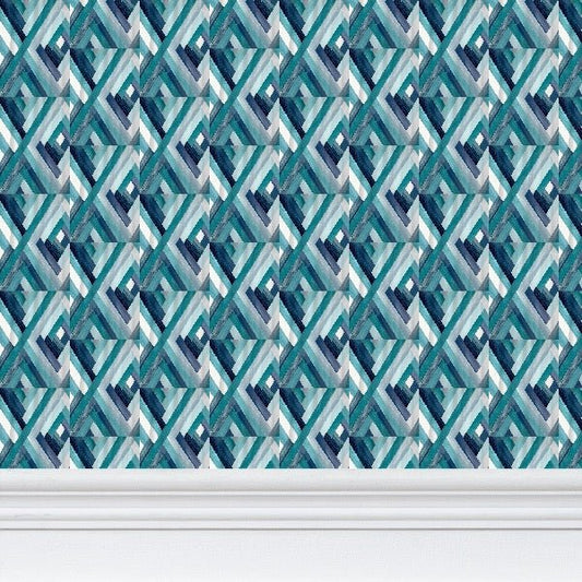 Geometric Wallpaper - Blue Cava