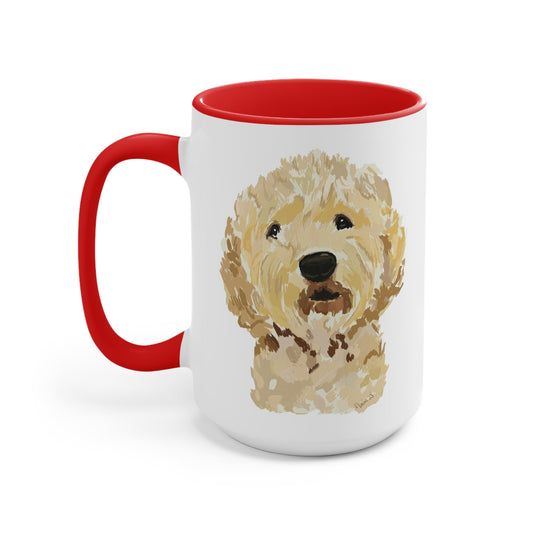 GoldenDoodle 15 oz Two Tone Mugs - Blue Cava