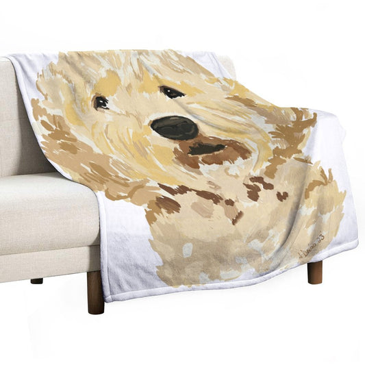 GoldenDoodle Flannel Blanket-40"x50" (Dual-sided Printing) - Blue Cava