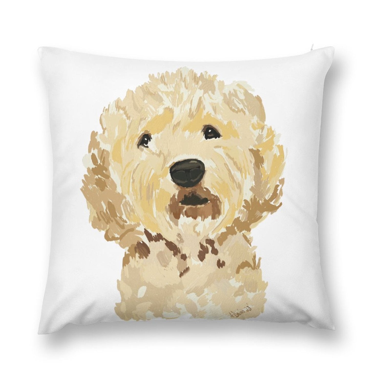 GoldenDoodle Picture on Plush Pillow Case (Pillow Excluded, Set of 2) - Blue Cava