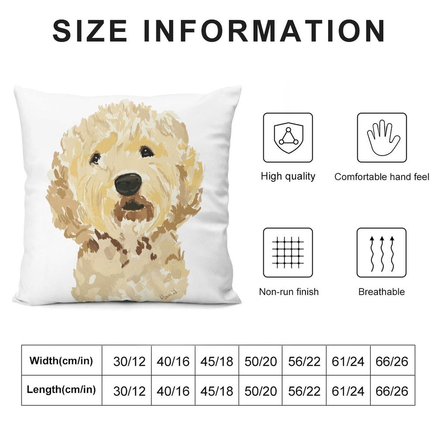 GoldenDoodle Picture on Plush Pillow Case (Pillow Excluded, Set of 2) - Blue Cava