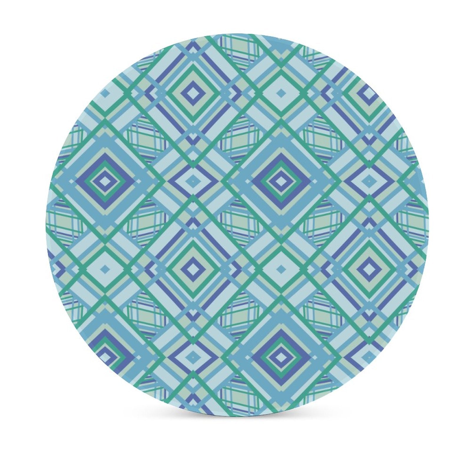 Graphic Round Ceramic Coaster - Blue Cava