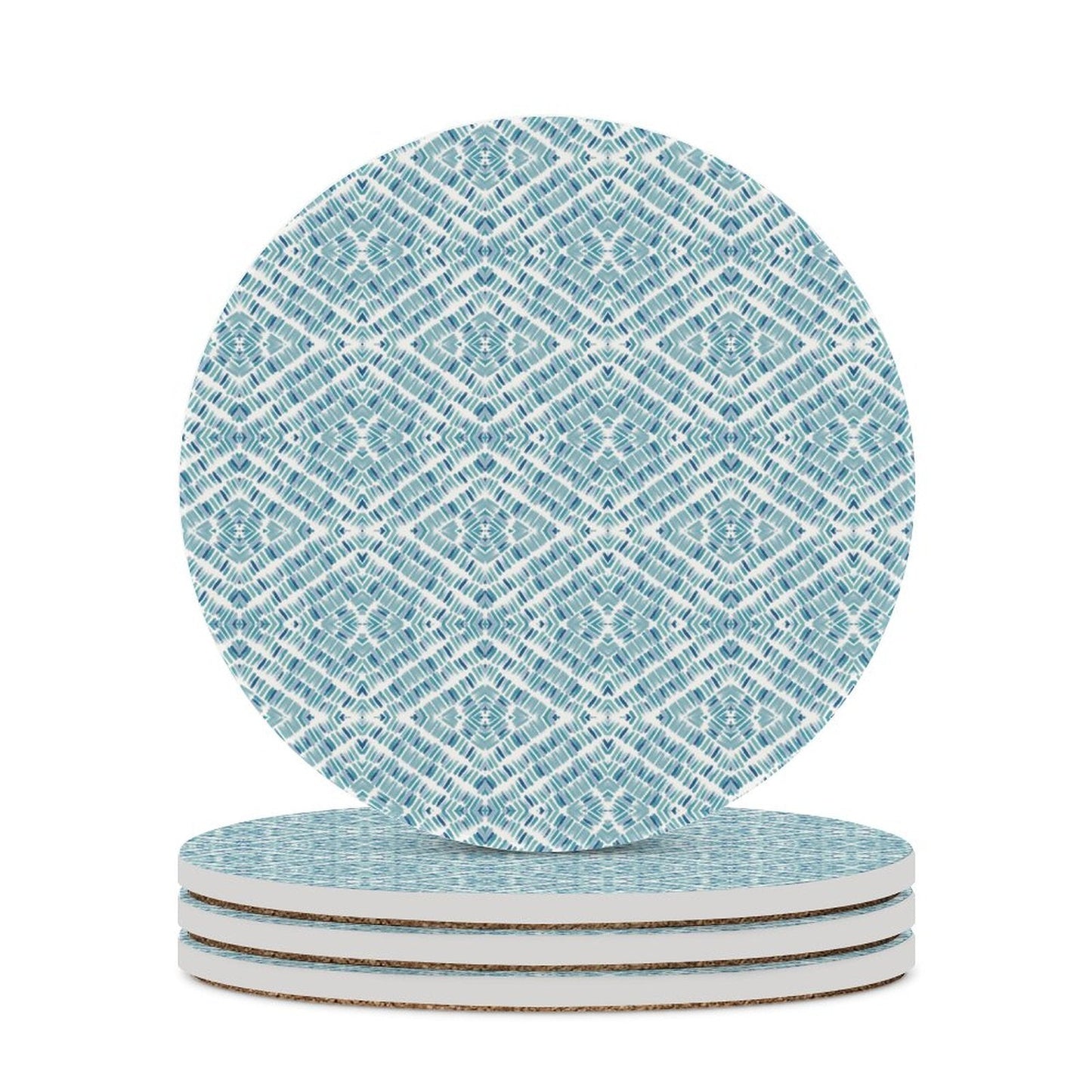 Graphic Sea Glass Round Ceramic Coaster - Blue Cava