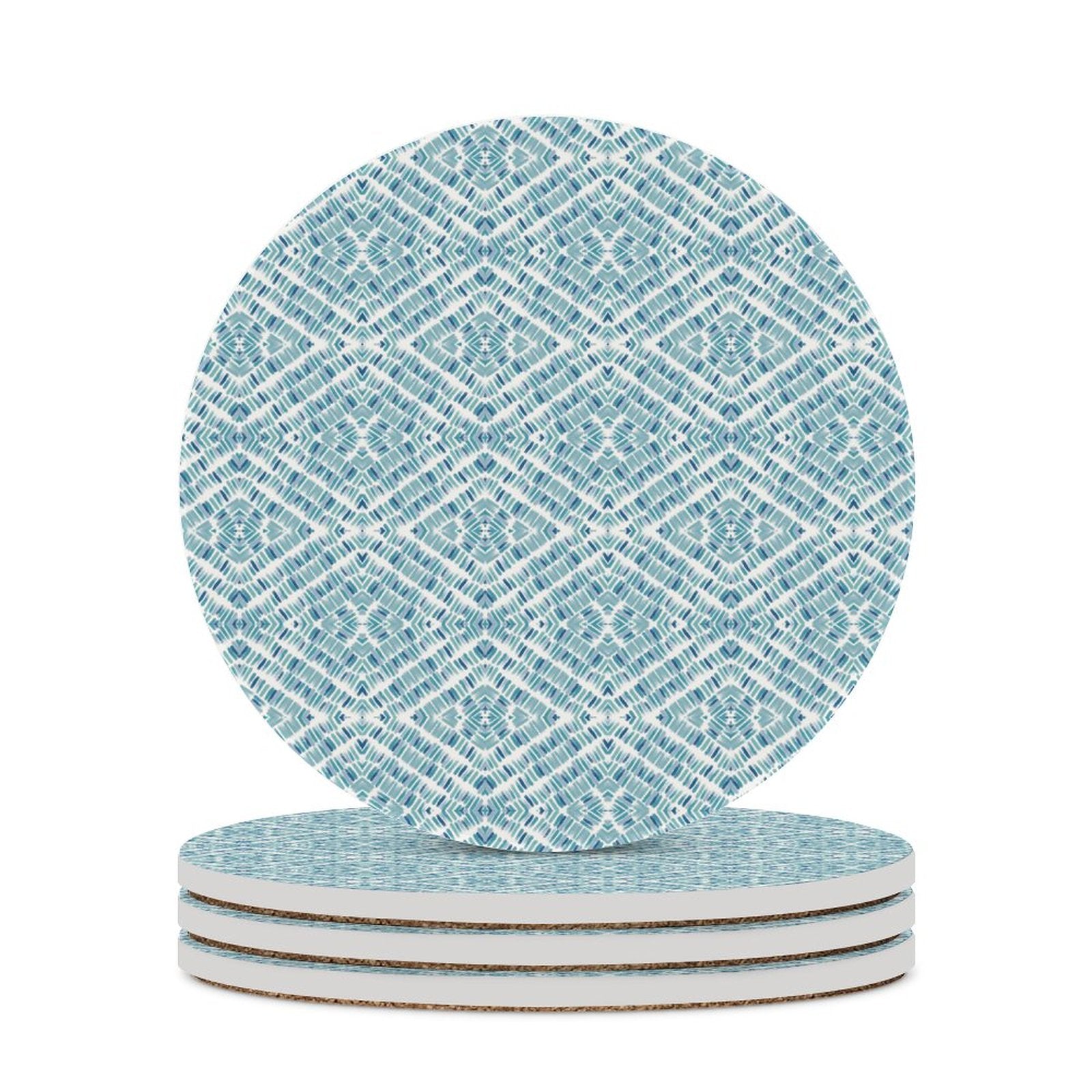 Graphic Sea Glass Round Ceramic Coaster - Blue Cava