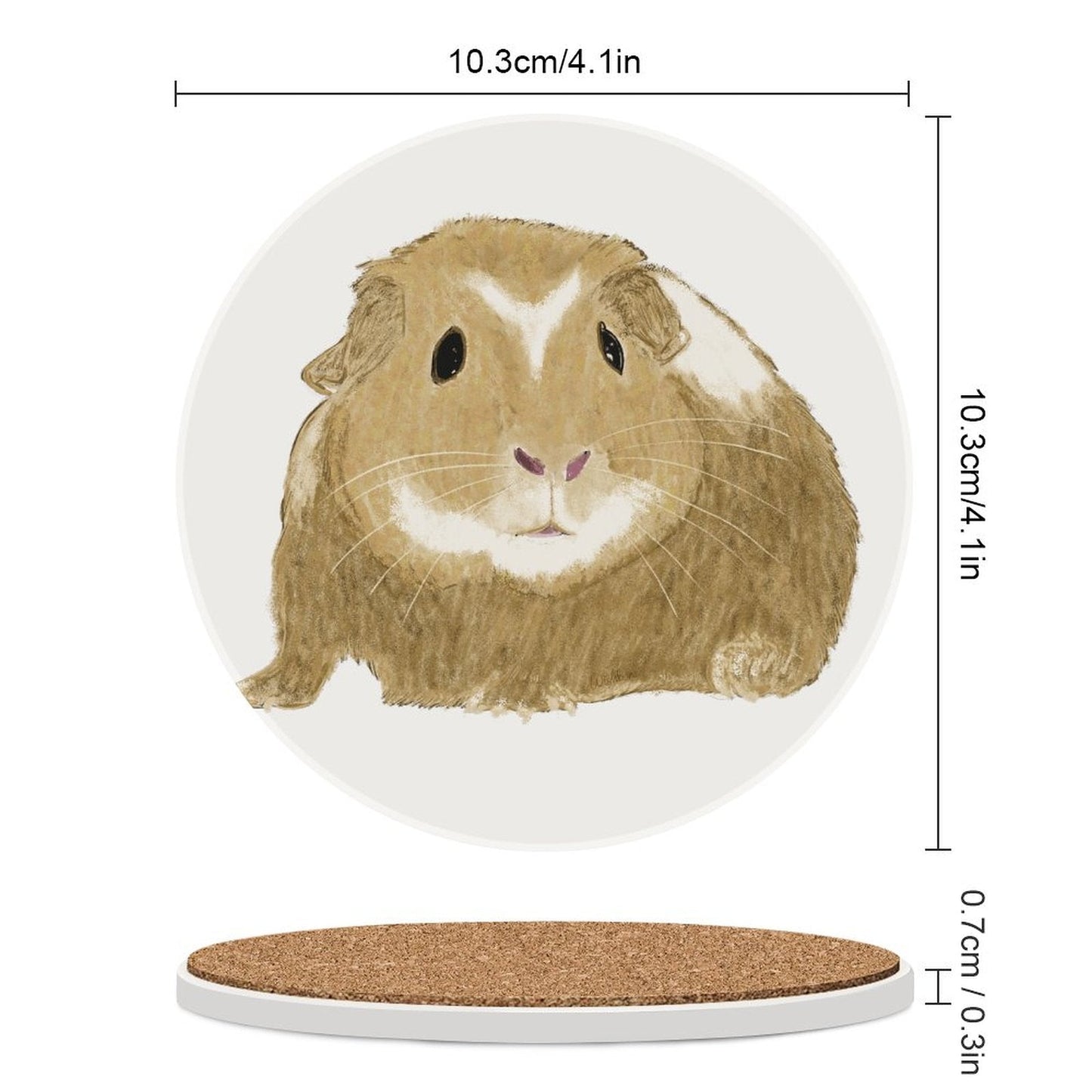 Guinea Pig "Wishbone" Round Ceramic Coaster Sets - Blue Cava