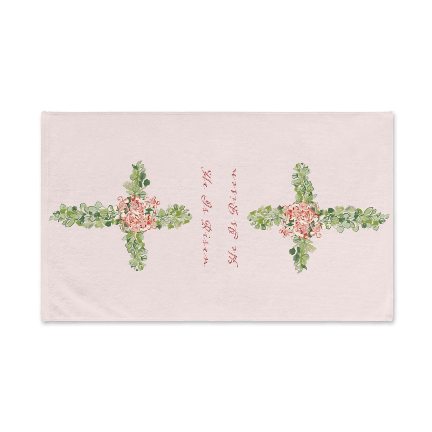 He Is Risen Floral Cross Hand Towel - Blue Cava