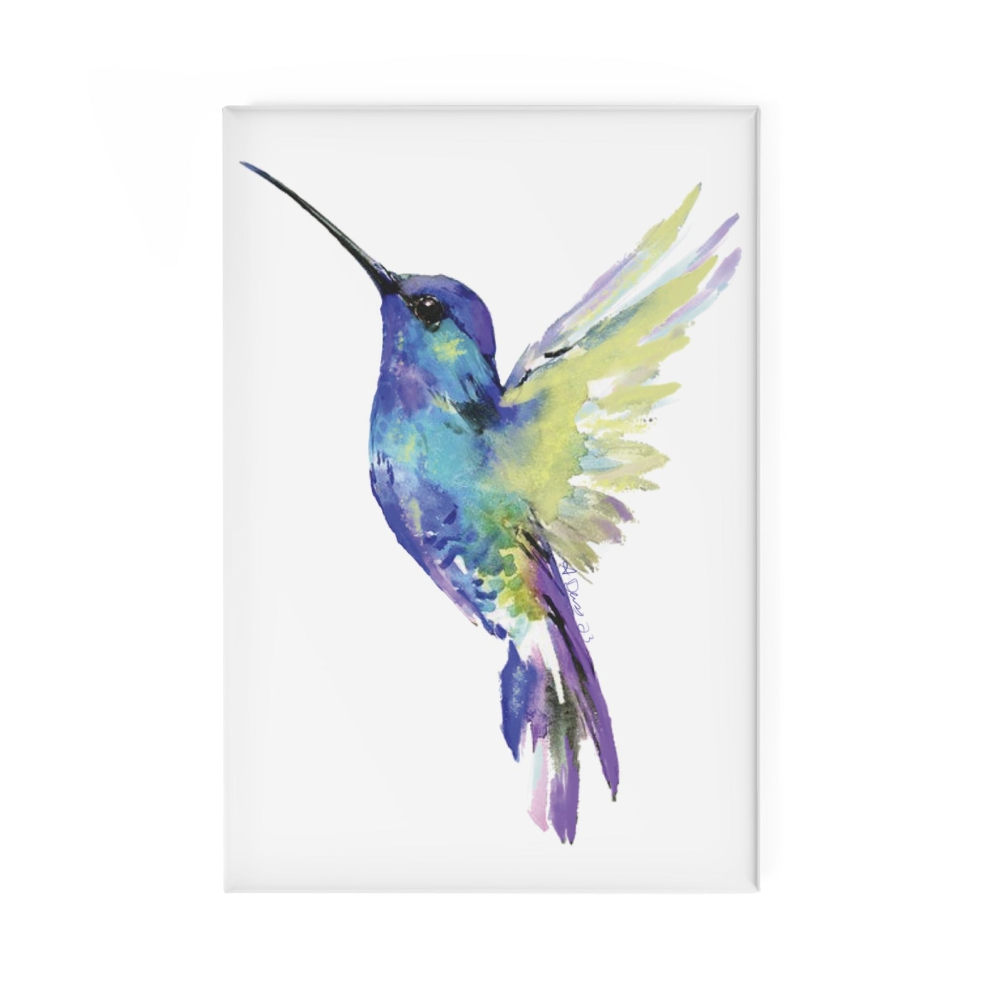 Hummingbird "Flossie" Button Magnet, Rectangle (1 & 10 pcs) - Blue Cava