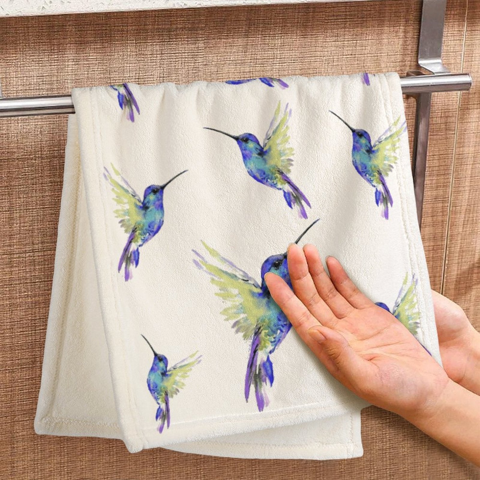 Hummingbird “Flossie” Hand Towel - Blue Cava