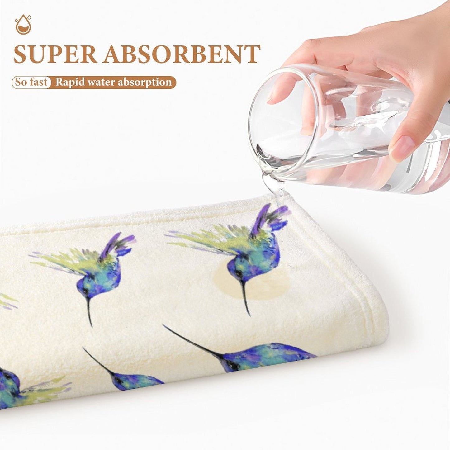 Hummingbird “Flossie” Hand Towel - Blue Cava