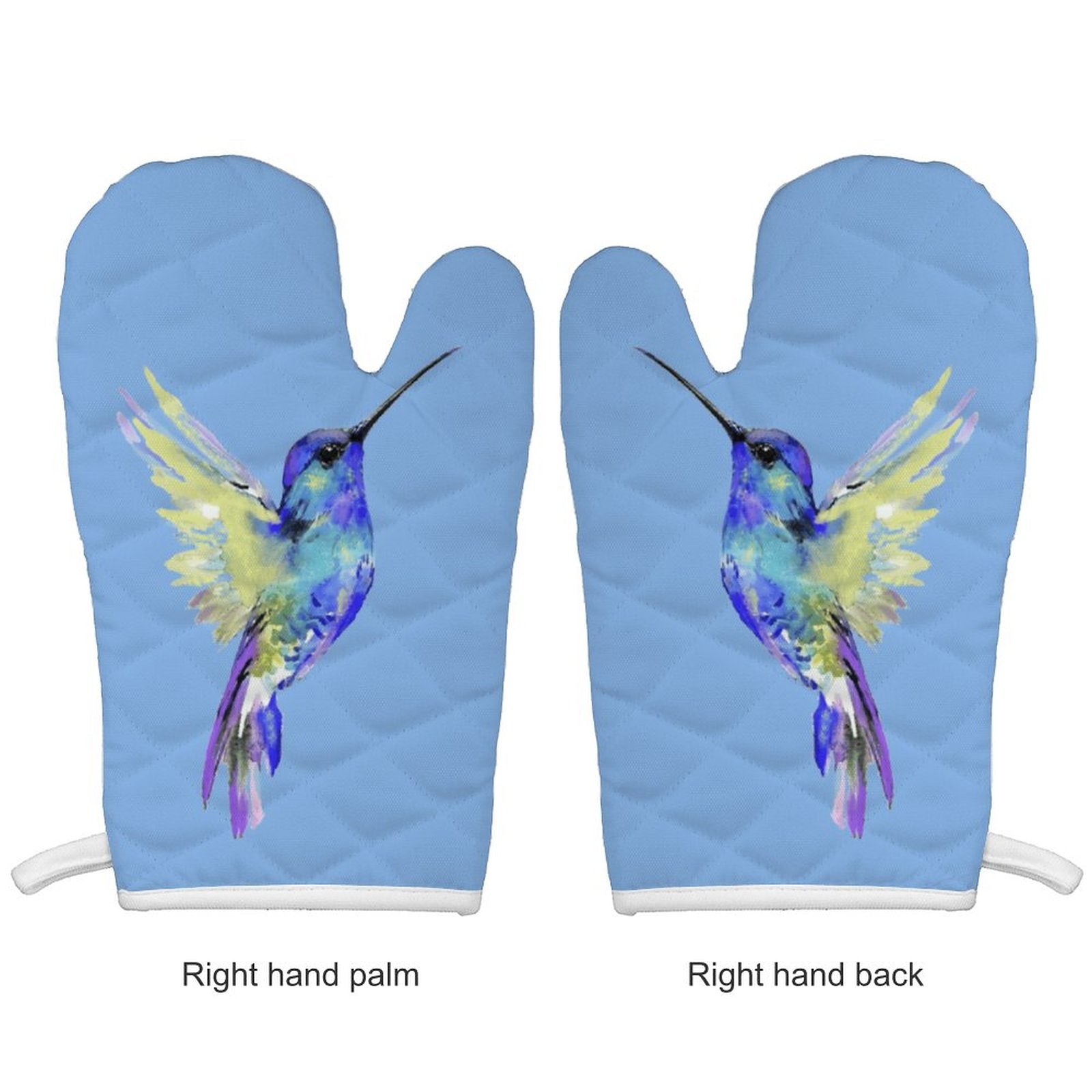 Hummingbird Oven Mitt Set - Blue Cava