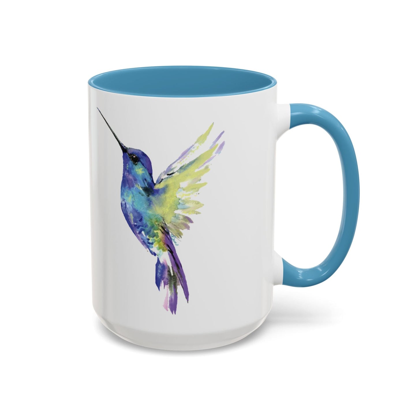 Hummingbird Two Tone Ceramic Mug (11oz & 15oz) - Blue Cava