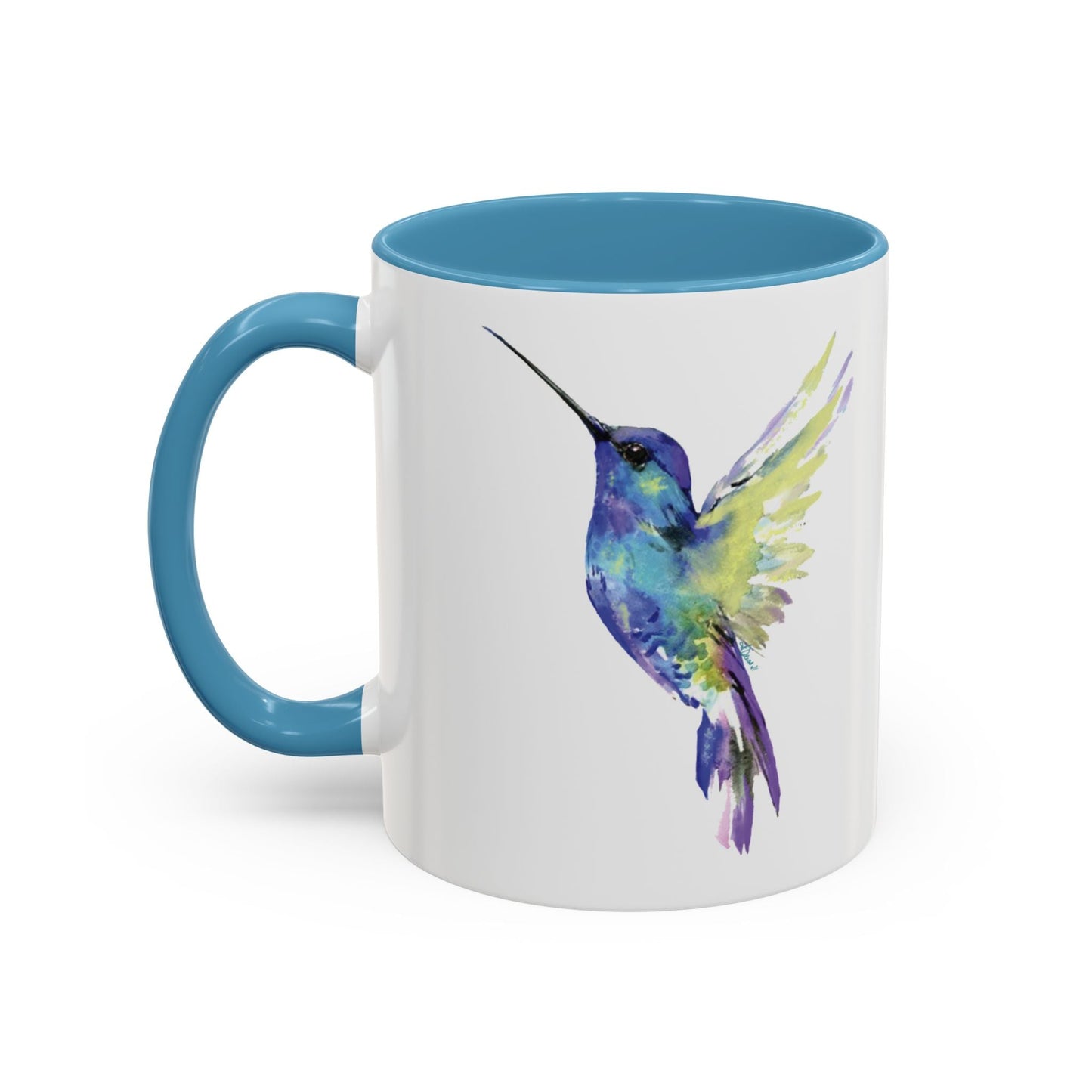 Hummingbird Two Tone Ceramic Mug (11oz & 15oz) - Blue Cava