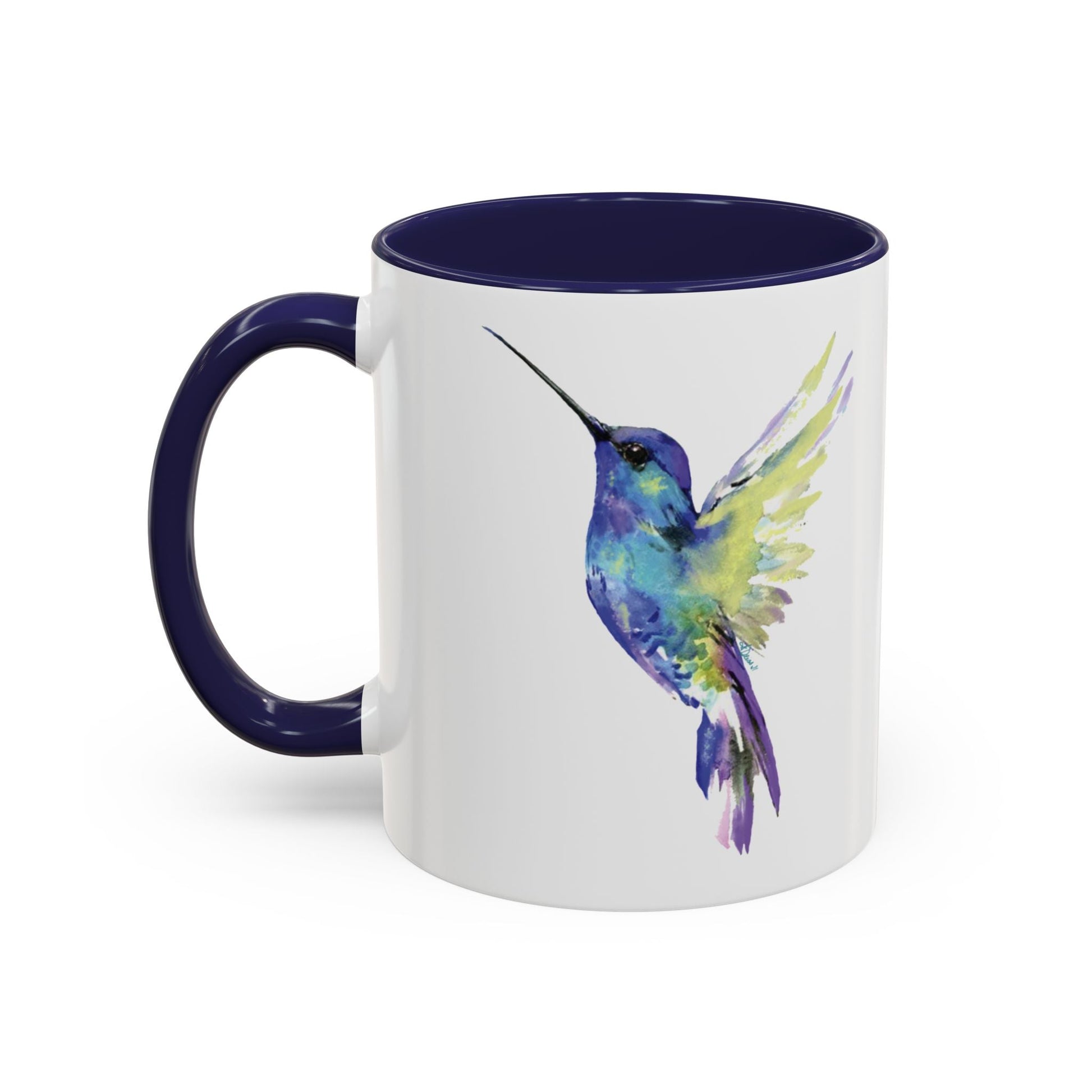 Hummingbird Two Tone Ceramic Mug (11oz & 15oz) - Blue Cava