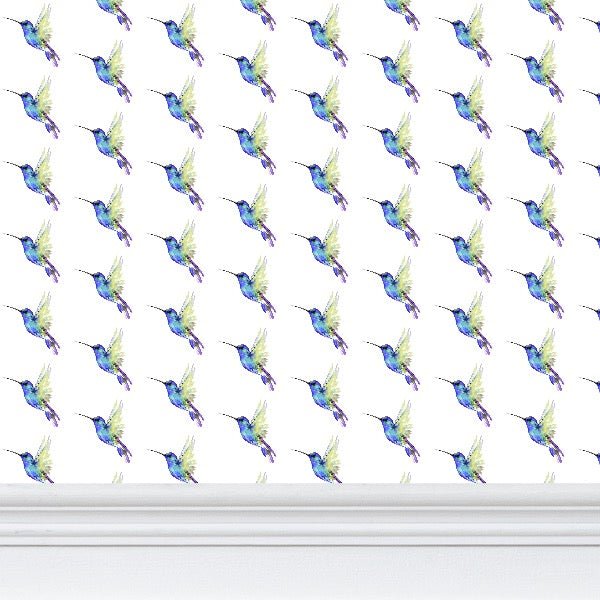 Hummingbird Wallpaper - Blue Cava