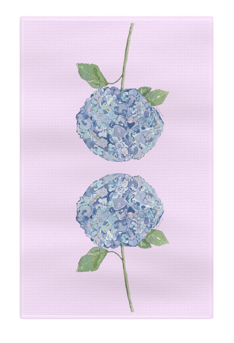 Hydrangea Microfiber Waffle Towel - Blue Cava