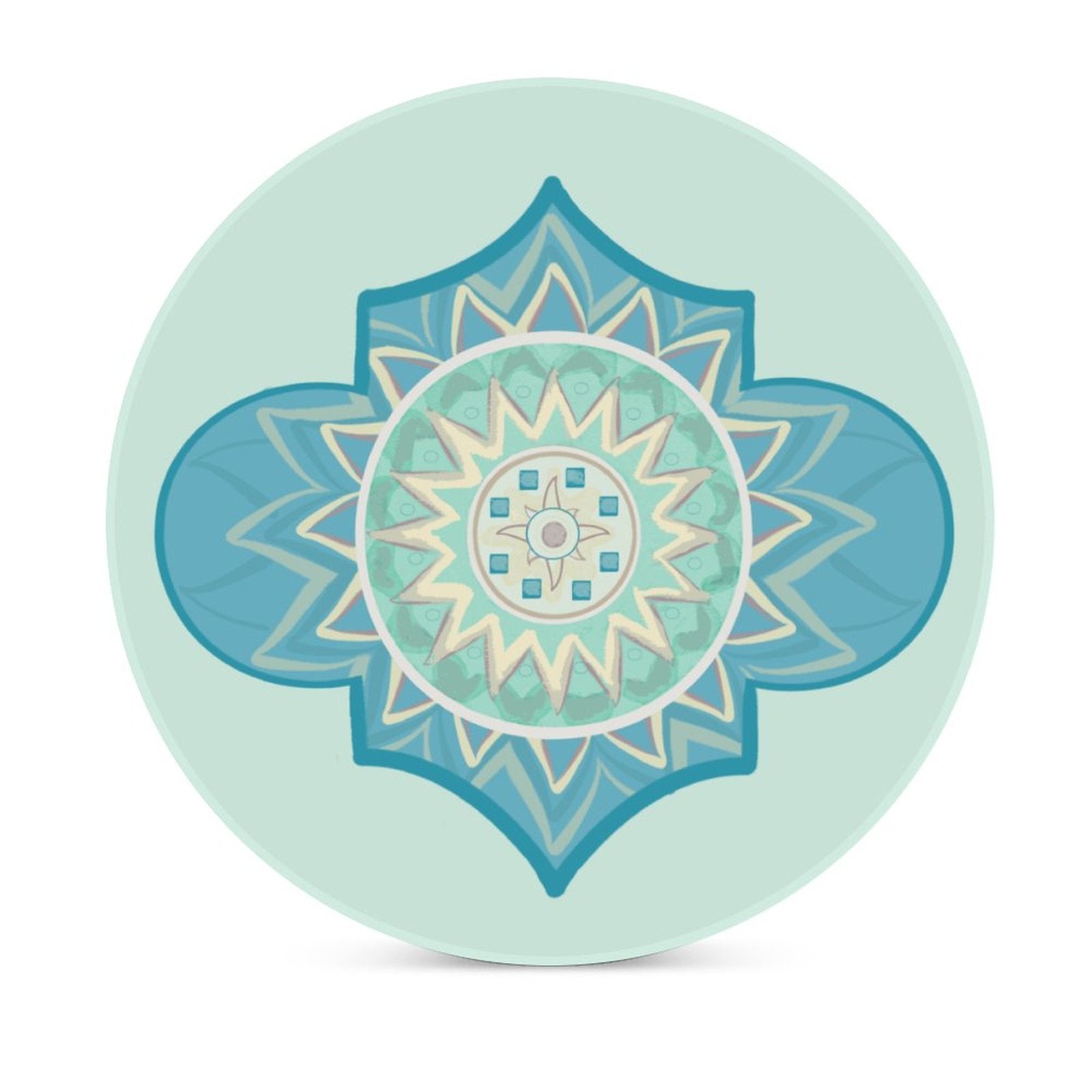 Indian Round Ceramic Coaster - Blue Cava