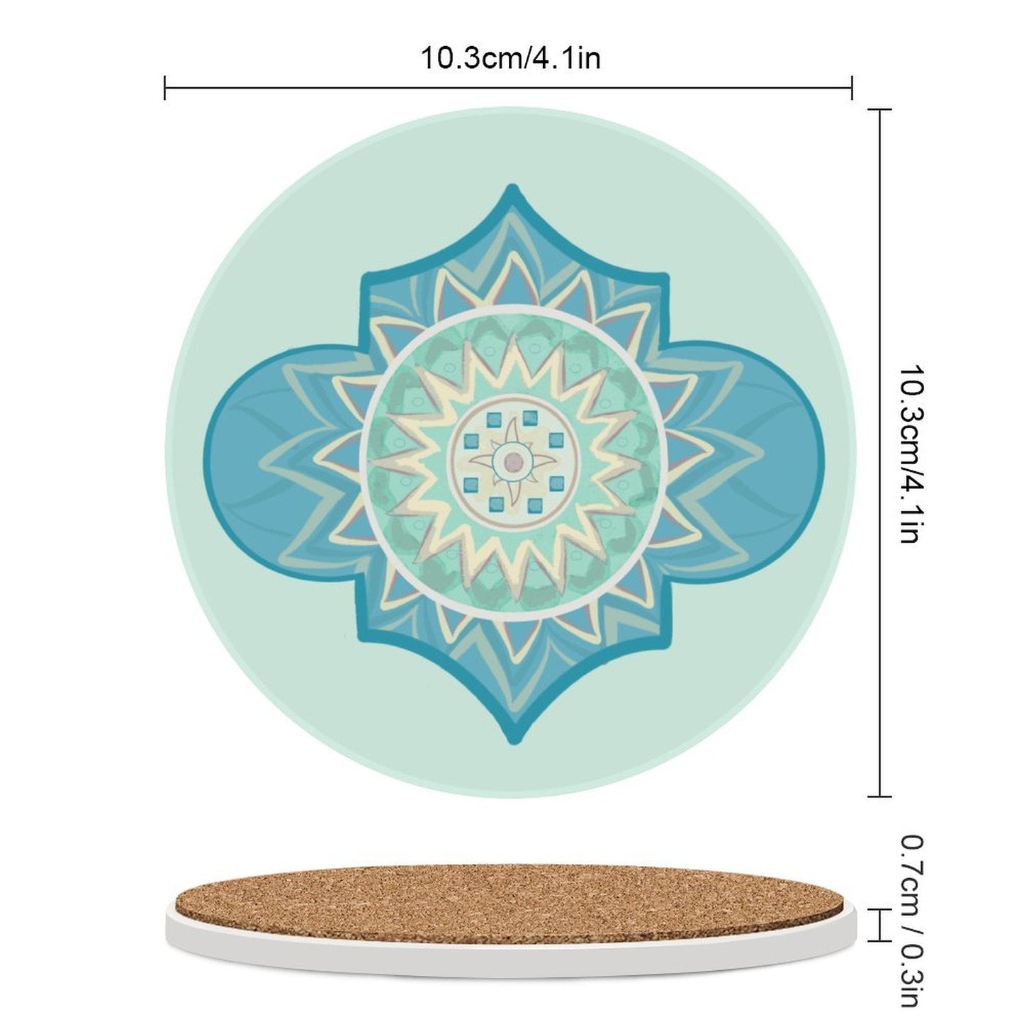 Indian Round Ceramic Coaster - Blue Cava