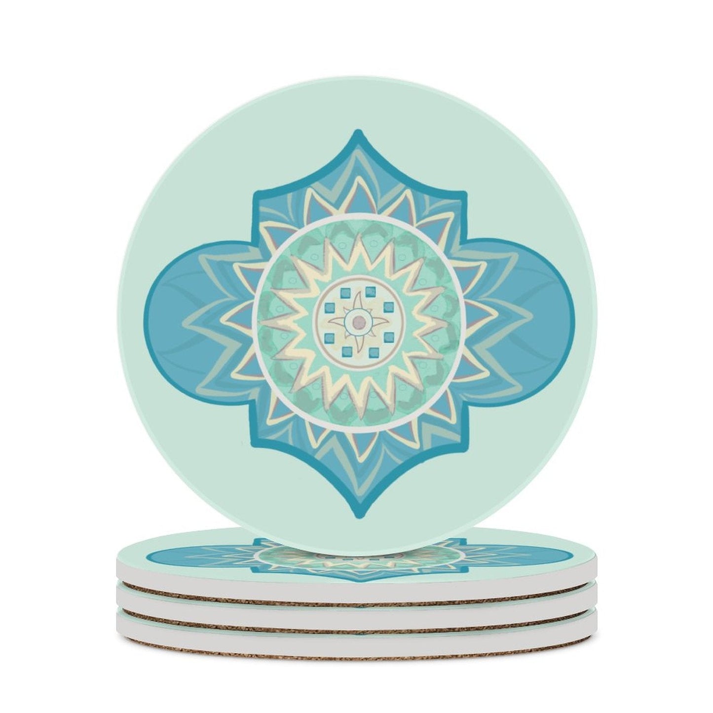 Indian Round Ceramic Coaster - Blue Cava