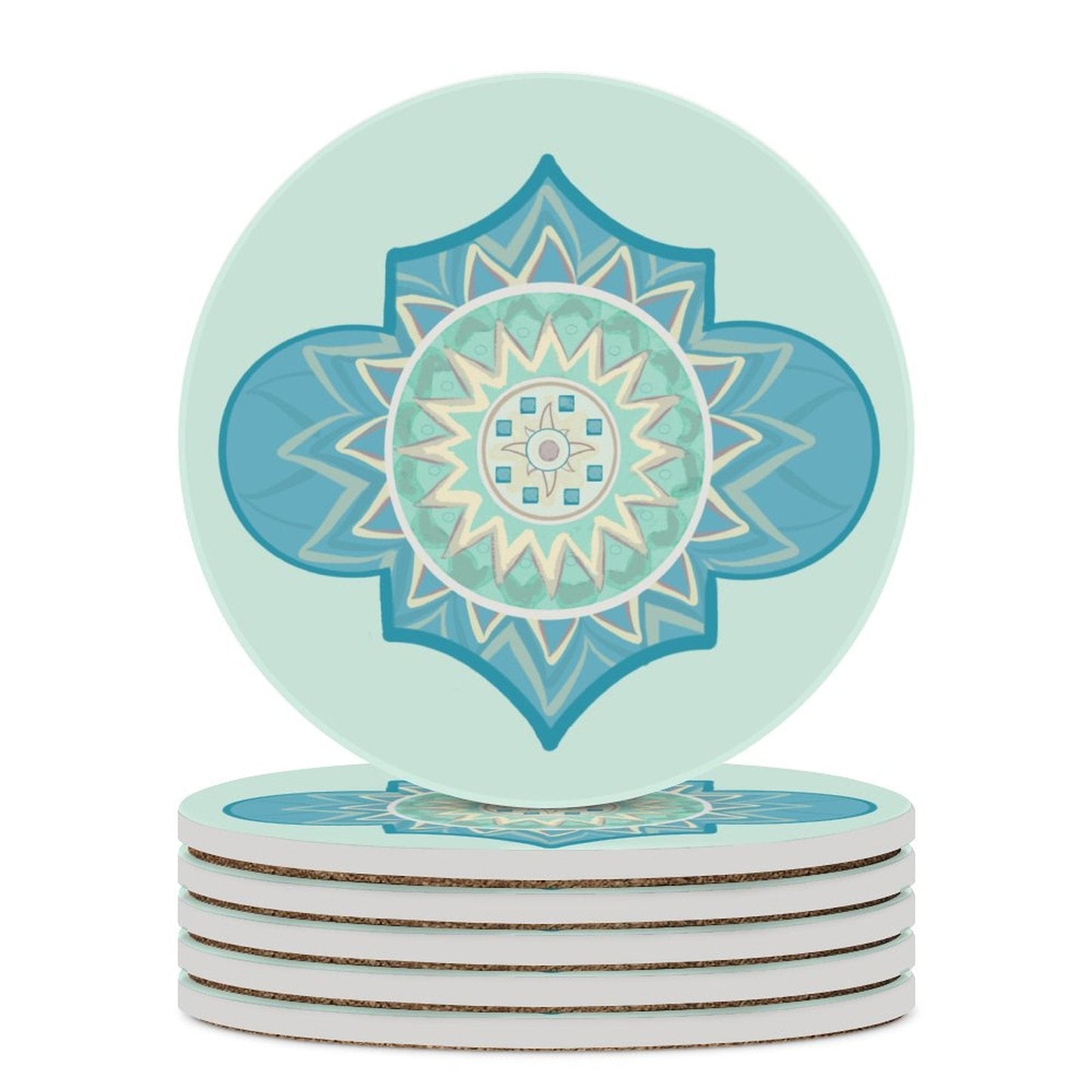 Indian Round Ceramic Coaster - Blue Cava