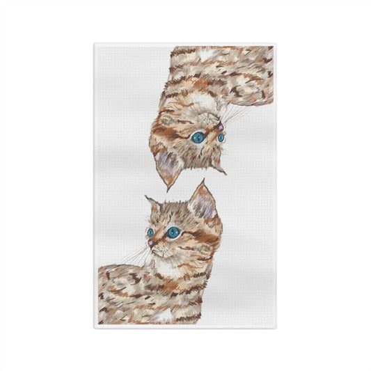 Kitten Microfiber Waffle Towel - Blue Cava