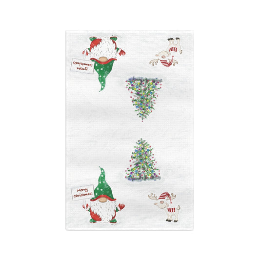 “Kringle and Friend” Christmas Microfiber Tea Towel - Blue Cava