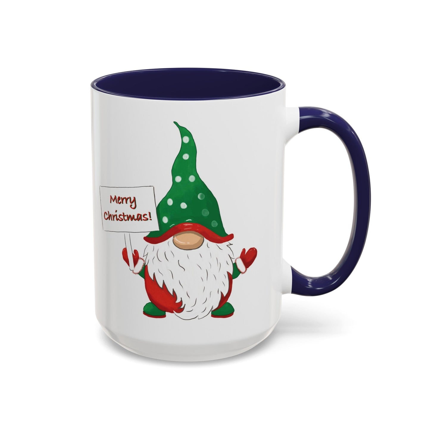 "Kringle" Christmas Gnome Accent Coffee Mug (11oz & 15oz) - Blue Cava