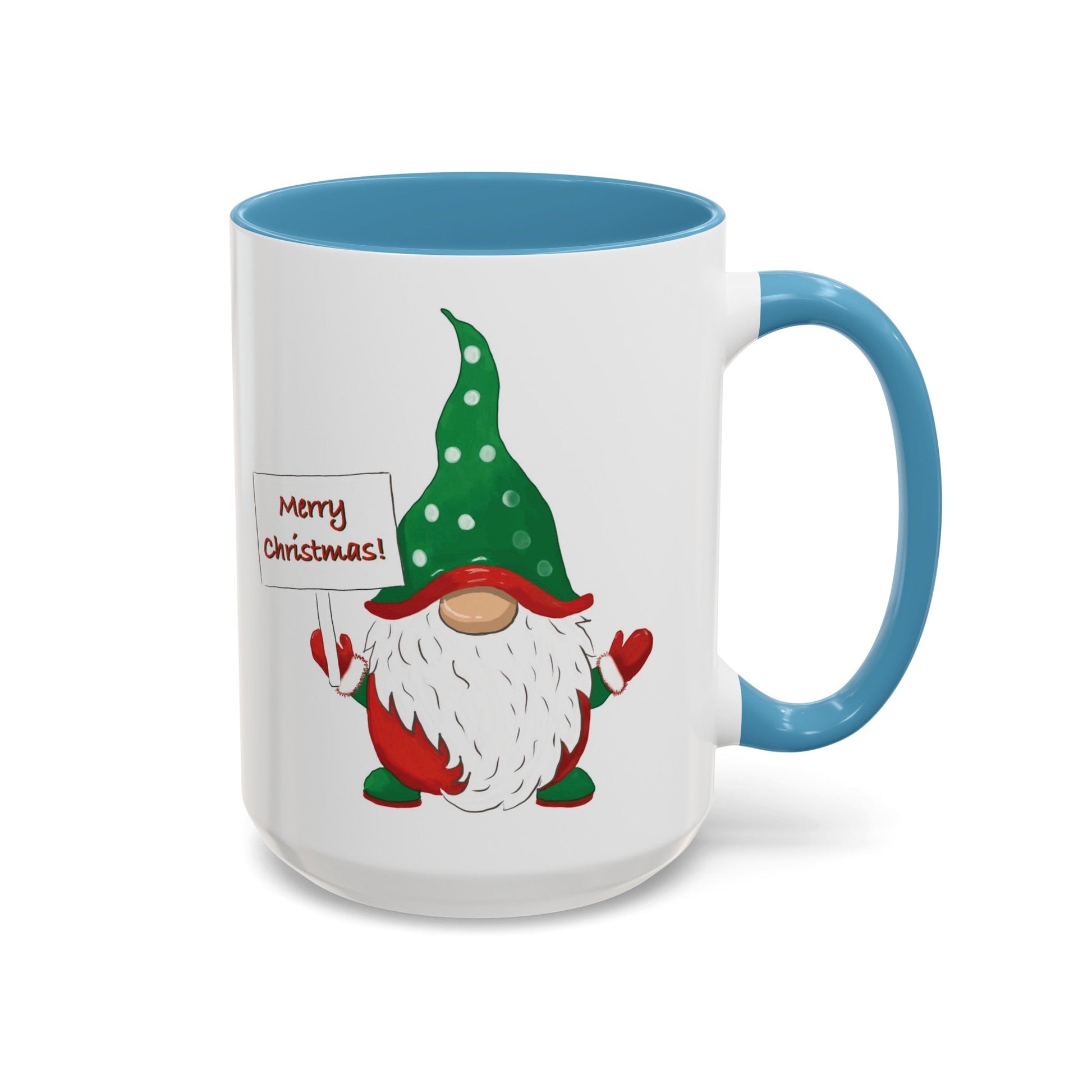 "Kringle" Christmas Gnome Accent Coffee Mug (11oz & 15oz) - Blue Cava