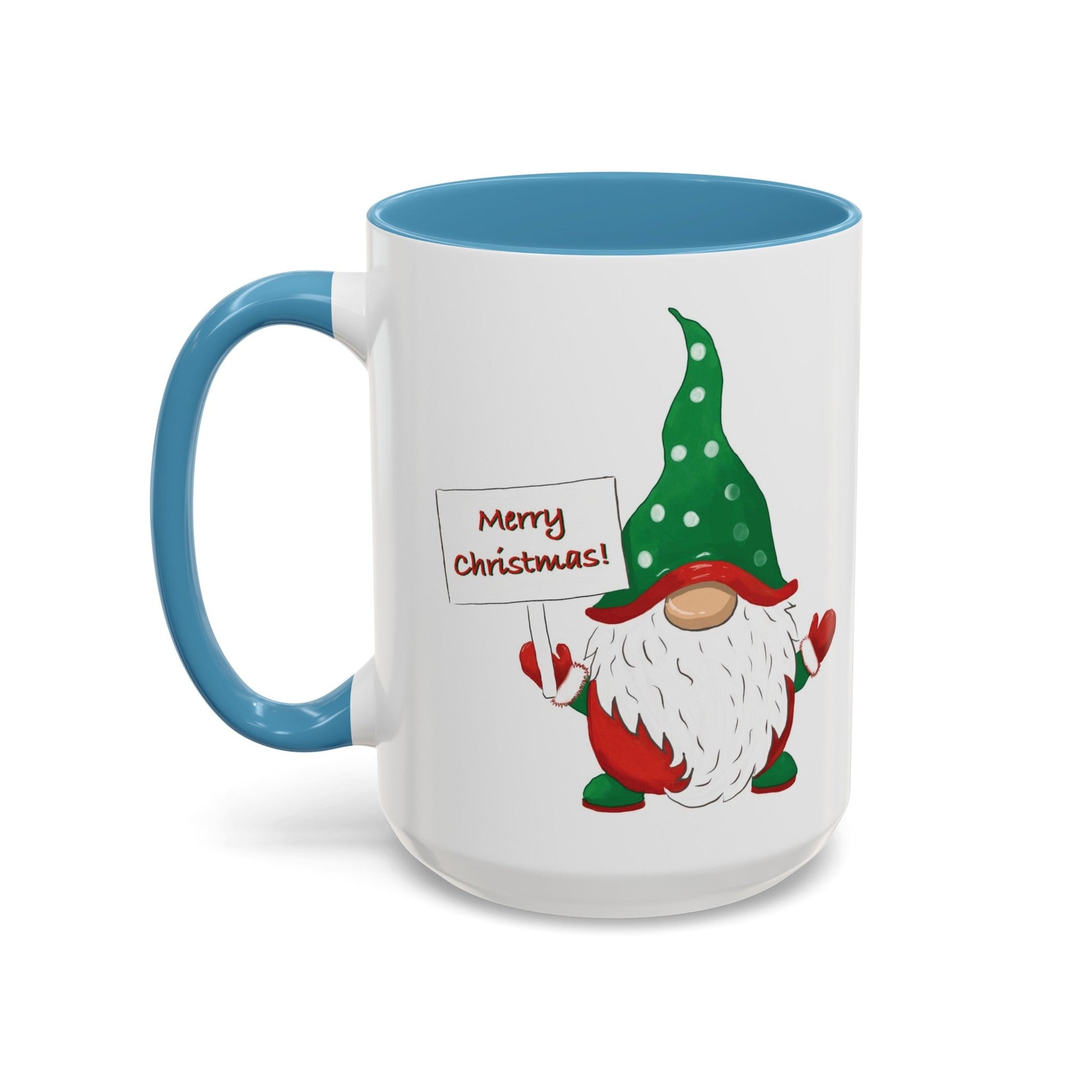 "Kringle" Christmas Gnome Accent Coffee Mug (11oz & 15oz) - Blue Cava