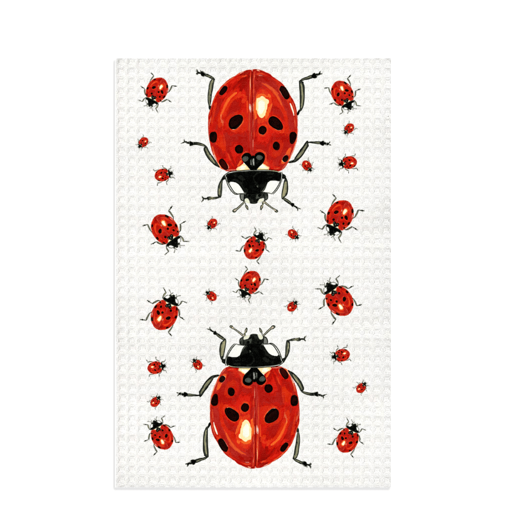 Lady Bug Microfiber Waffle Towel - Blue Cava